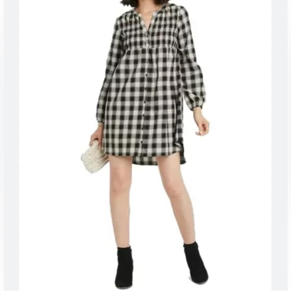 Knox Rose Black Plaid Boho Dress Size Large